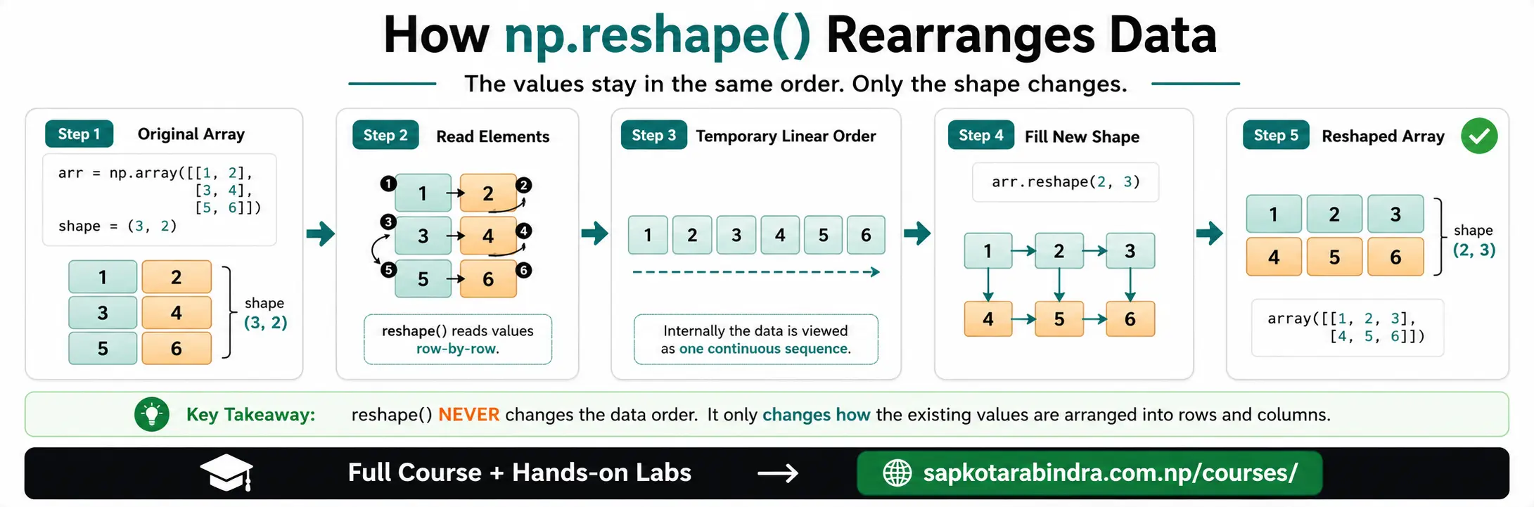 NumPy reshape() illustration